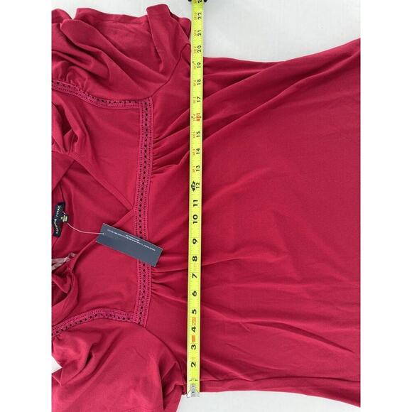 Adrienne Vittadini Top Blouse Size XL Red Neck Tie Classic Career Office Dressy‌ - Picture 12 of 16